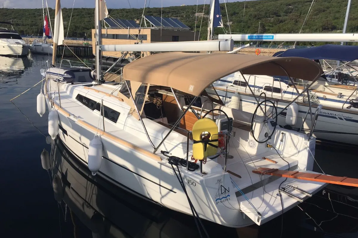 Exterior view of Luna, a Dufour 350 GL sailboat at Punat, Croatia
