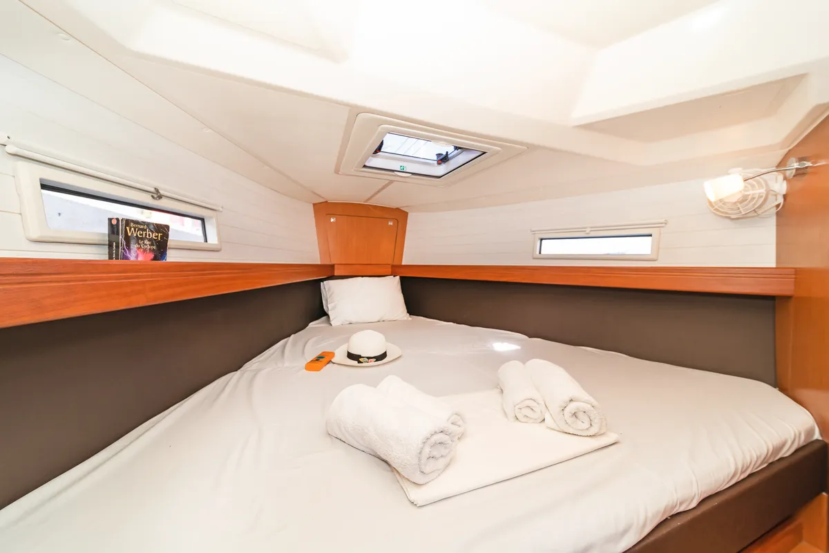 Cabin on Forkys, a Bavaria Cruiser 41 sailboat at Municipal Unit of Rhodes, Greece