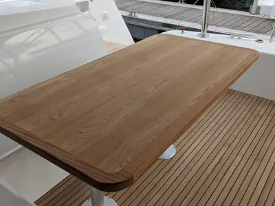 Deck of Ria III, a Lagoon 42 catamaran at Municipal Unit of Lefkada, Greece
