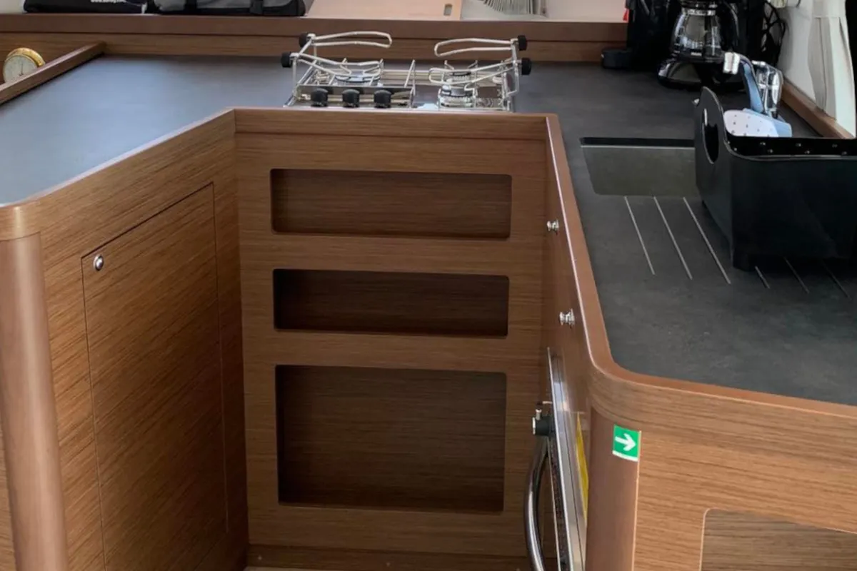 Galley of Ria III, a Lagoon 42 catamaran at Municipal Unit of Lefkada, Greece