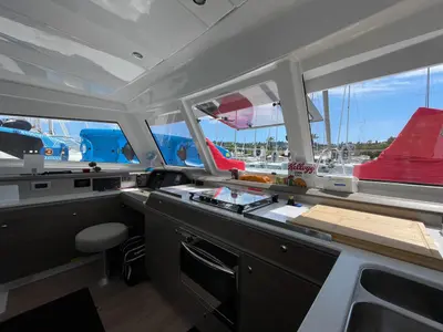 Galley of Helona, a Bali Catspace catamaran at Volos, Greece