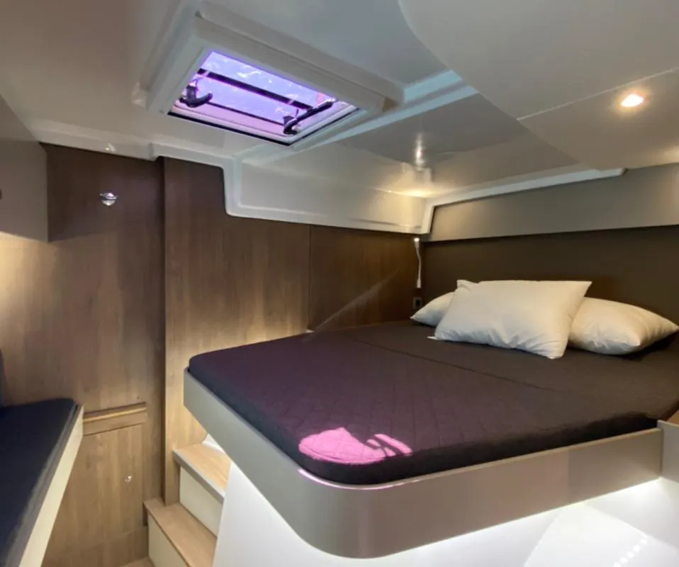Cabin on Helona, a Bali Catspace catamaran at Volos, Greece