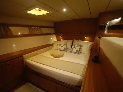 Cabin on Lonestar, a Custom Made Lonestar catamaran at Roche Caiman, Seychelles