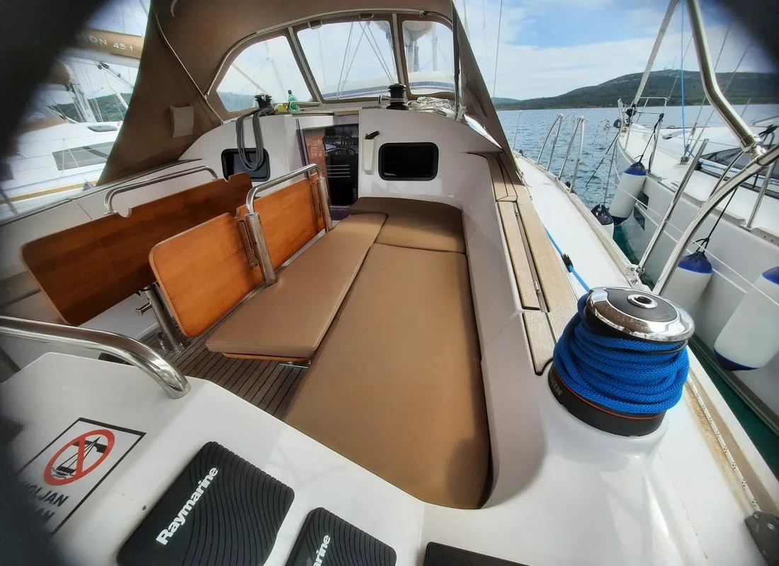 Deck of Tatiana, a Elan Impression 45.1 sailboat at Pirovac, Croatia