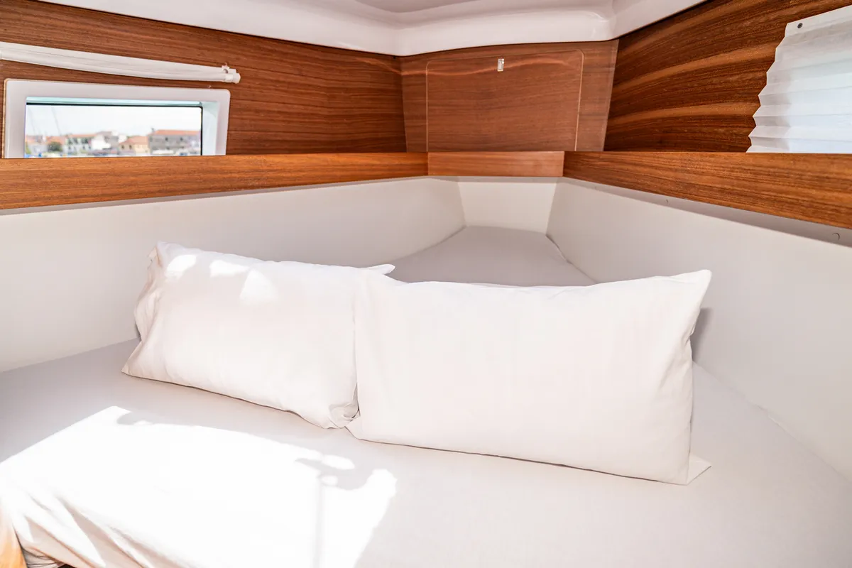 Cabin on Tatiana, a Elan Impression 45.1 sailboat at Pirovac, Croatia