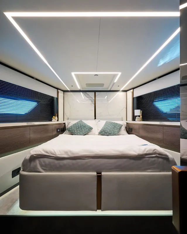 Cabin on Blue Moon, a Explorer Fly 62 motor yacht at Općina Sukošan, Croatia