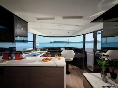 Galley of Blue Moon, a Explorer Fly 62 motor yacht at Općina Sukošan, Croatia