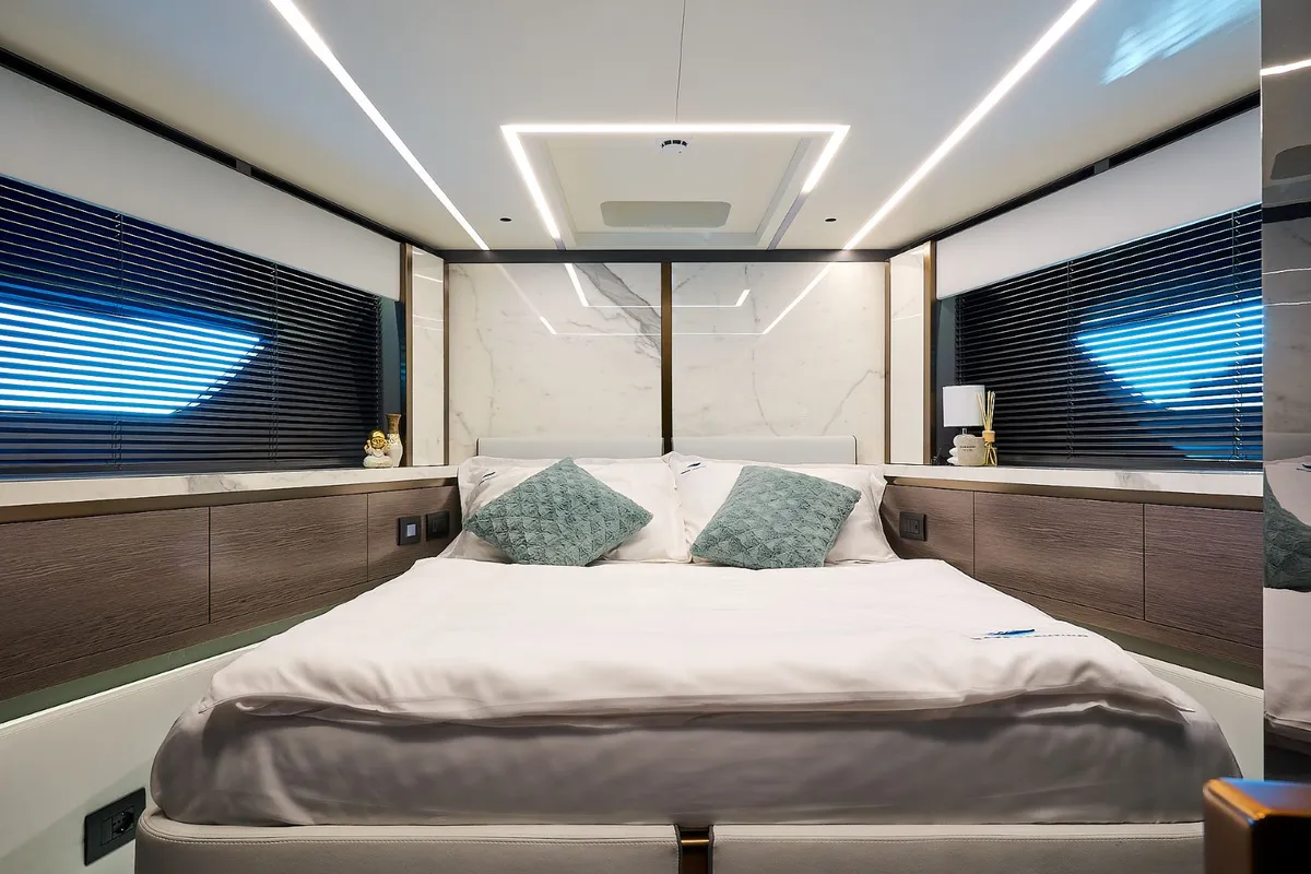 Cabin on Blue Moon, a Explorer Fly 62 motor yacht at Općina Sukošan, Croatia