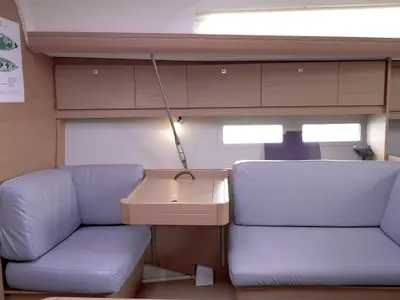 Salon of Argo, a Dufour 412 Grand large sailboat at Municipal Unit of Lefkada, Greece