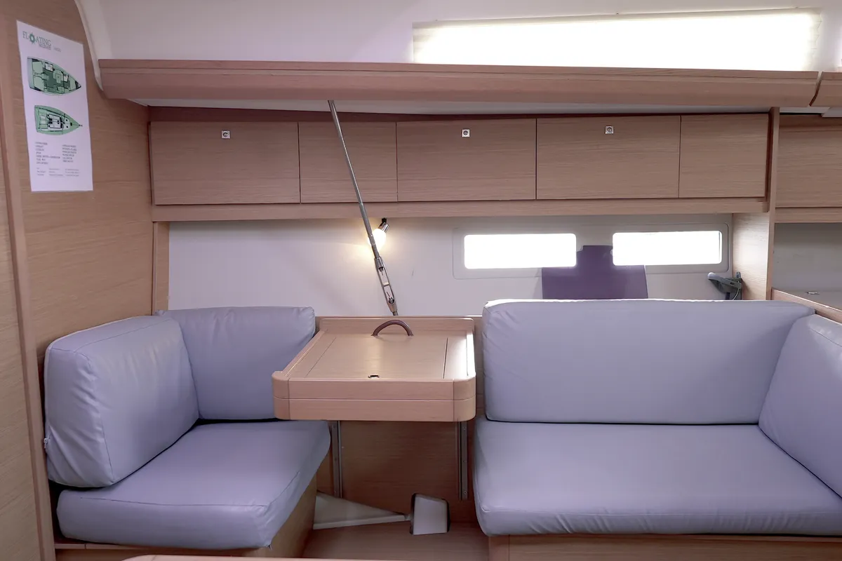 Salon of Argo, a Dufour 412 Grand large sailboat at Municipal Unit of Lefkada, Greece