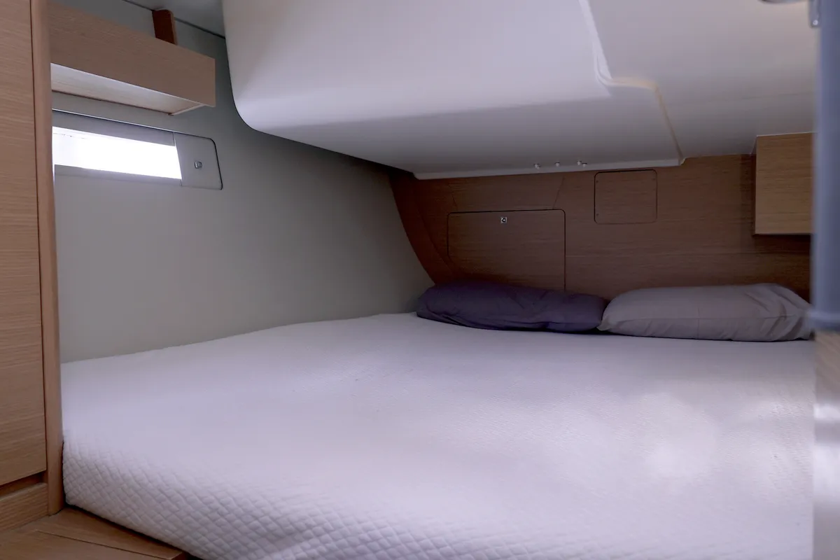 Cabin on Argo, a Dufour 412 Grand large sailboat at Municipal Unit of Lefkada, Greece