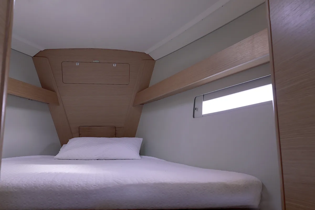 Cabin on Argo, a Dufour 412 Grand large sailboat at Municipal Unit of Lefkada, Greece