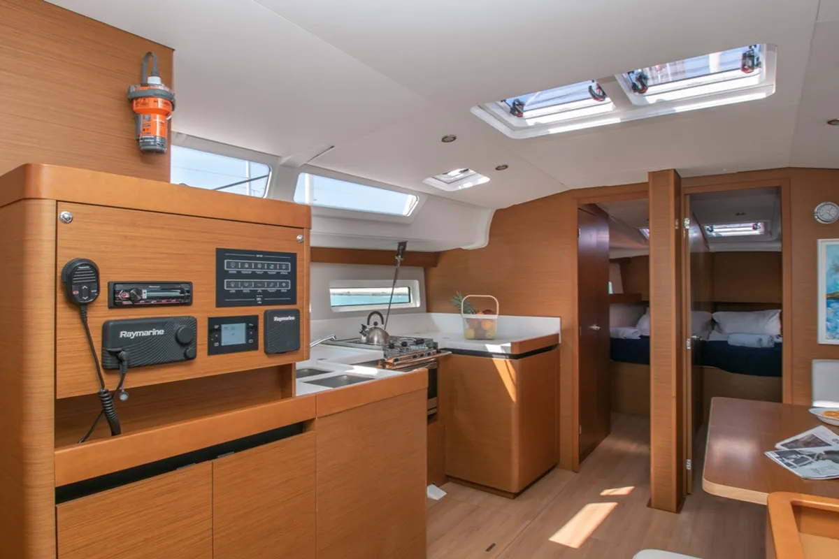 Knot, a Jeanneau Sun Odyssey 490 sailboat at Zakynthos Municipal Unit, Greece