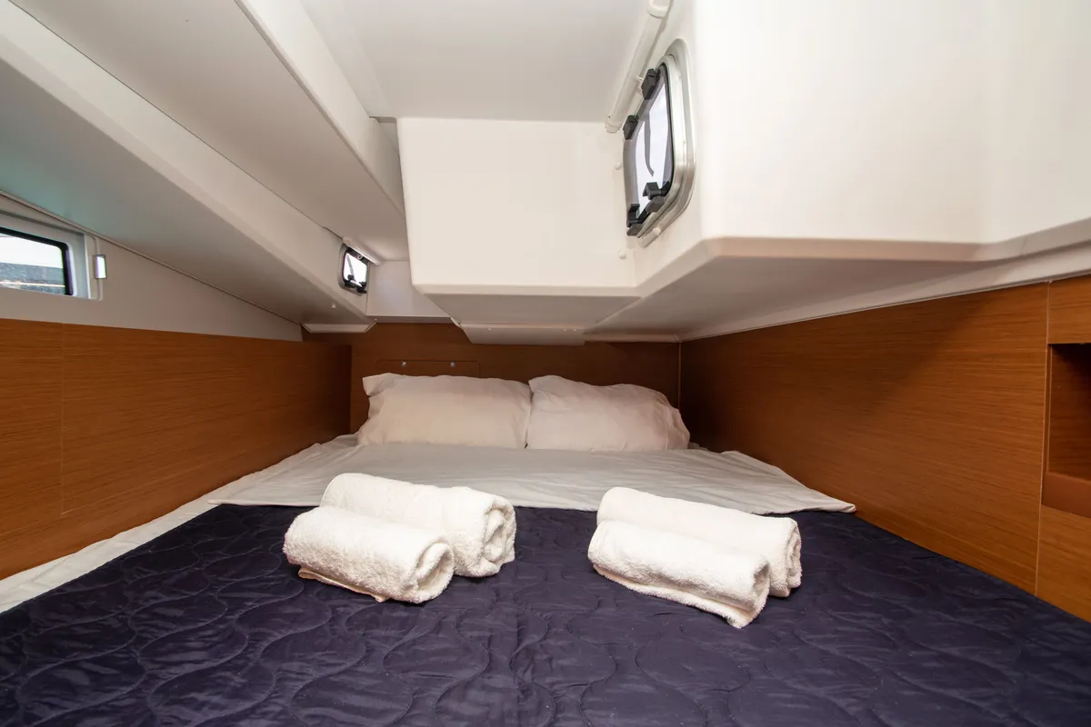 Cabin on Knot, a Jeanneau Sun Odyssey 490 sailboat at Zakynthos Municipal Unit, Greece