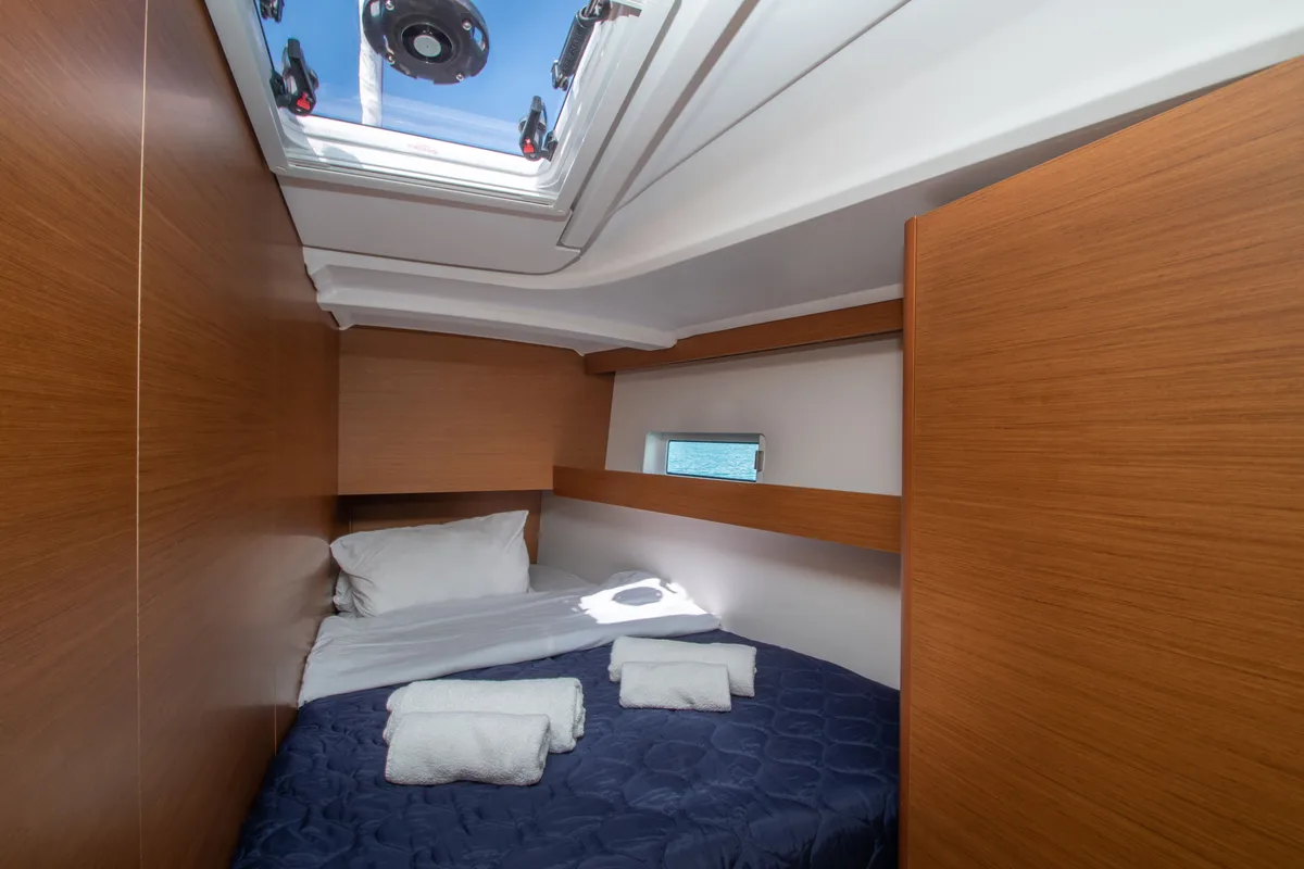 Cabin on Knot, a Jeanneau Sun Odyssey 490 sailboat at Zakynthos Municipal Unit, Greece