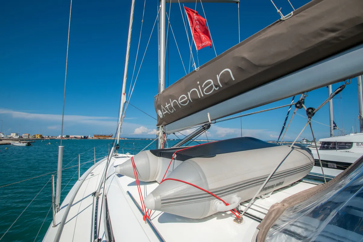 Knot, a Jeanneau Sun Odyssey 490 sailboat at Zakynthos Municipal Unit, Greece