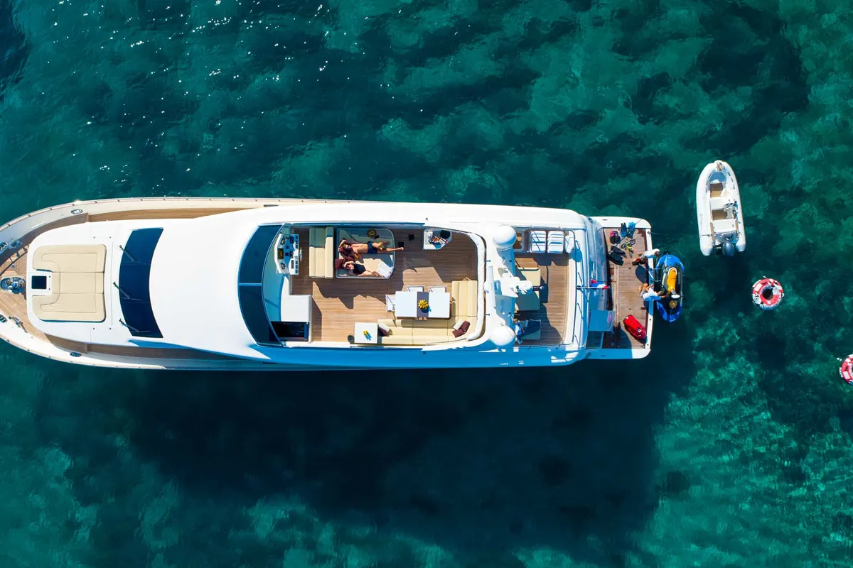 Exterior view of Karisma, a Canados 86 motor yacht at Općina Baška Voda, Croatia