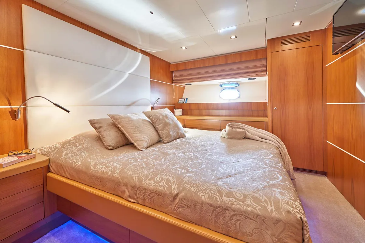 Cabin on Karisma, a Canados 86 motor yacht at Općina Baška Voda, Croatia