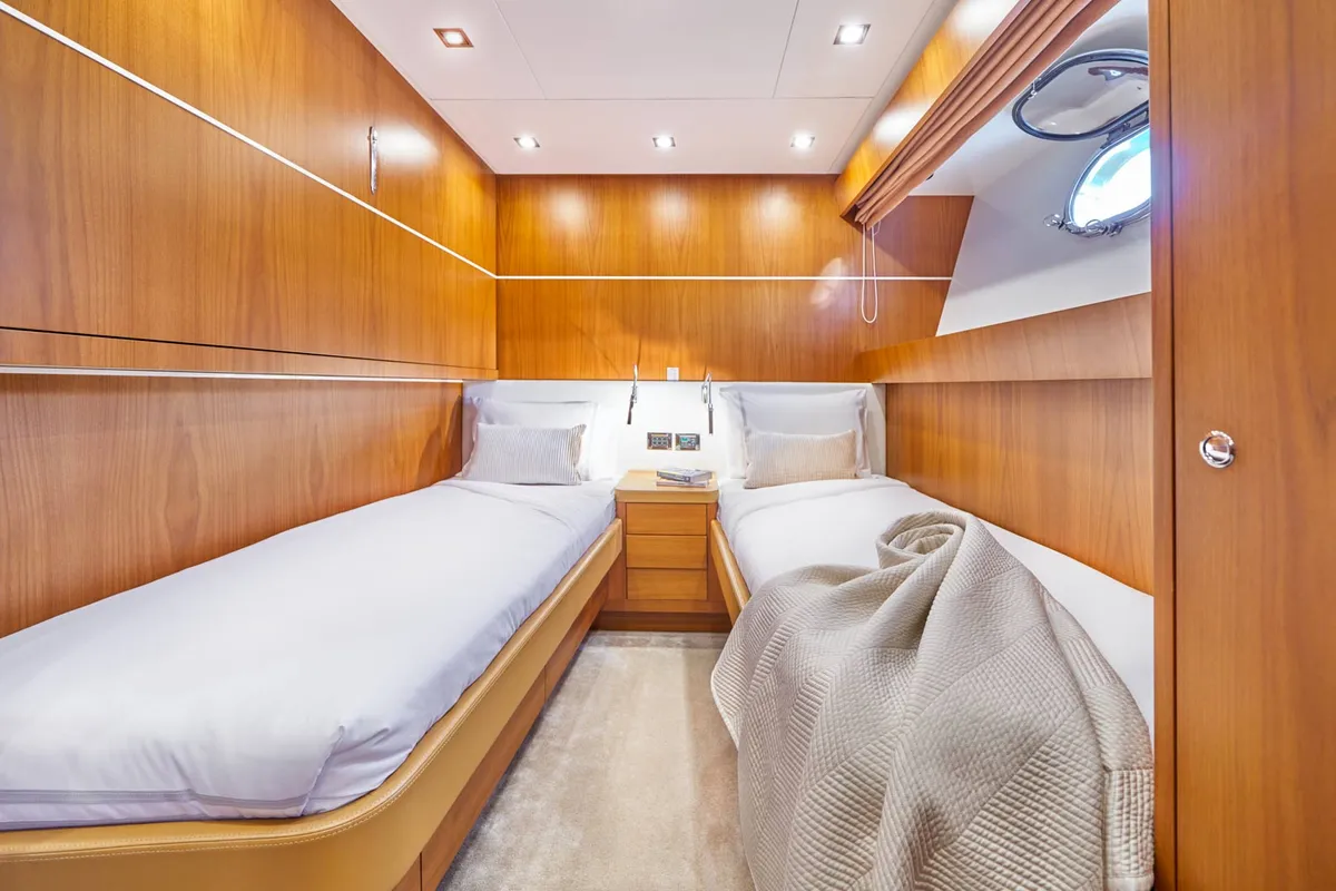Cabin on Karisma, a Canados 86 motor yacht at Općina Baška Voda, Croatia