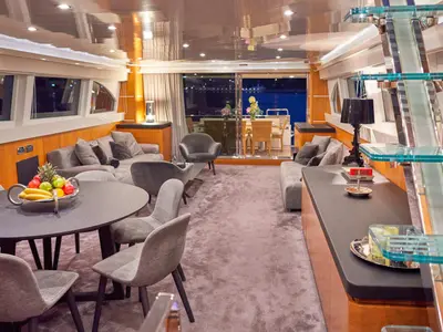 Salon of Karisma, a Canados 86 motor yacht at Općina Baška Voda, Croatia