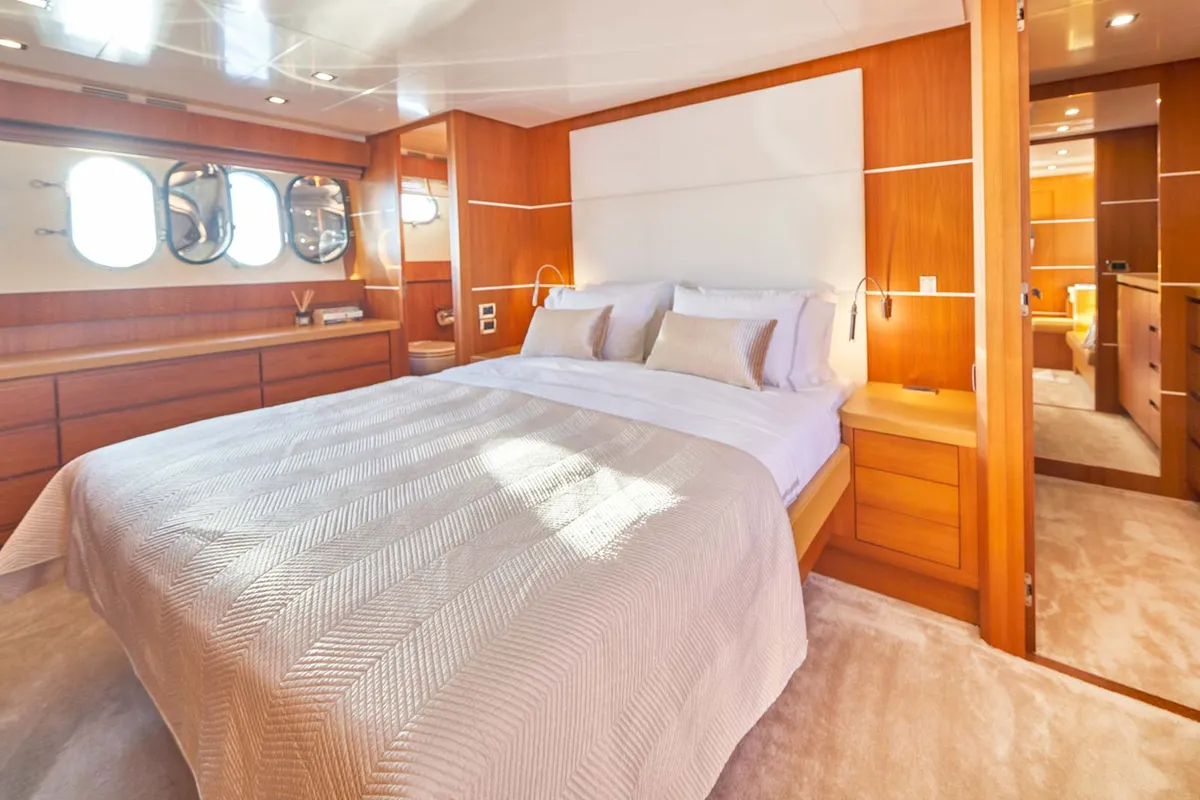 Cabin on Karisma, a Canados 86 motor yacht at Općina Baška Voda, Croatia