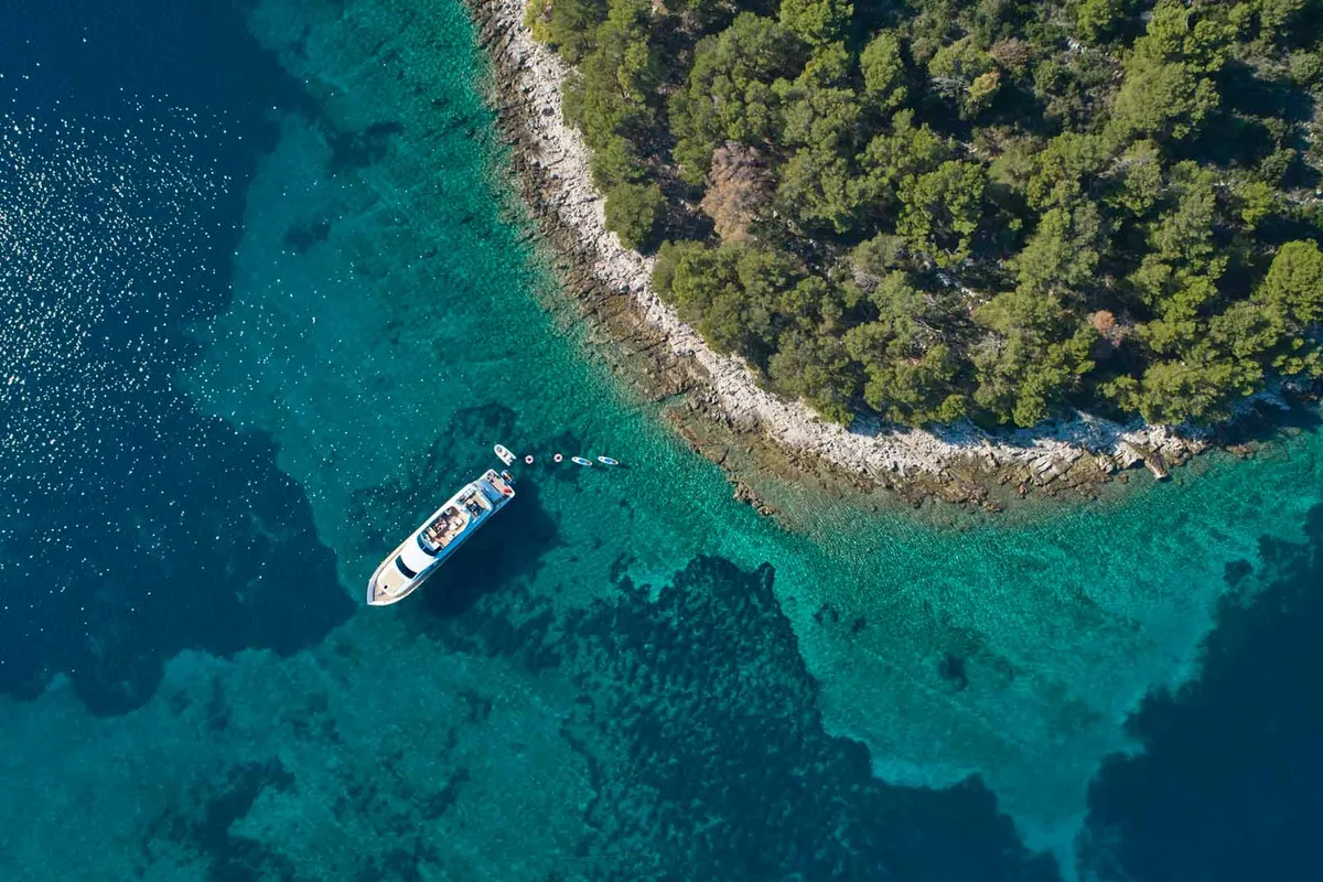 Exterior view of Karisma, a Canados 86 motor yacht at Općina Baška Voda, Croatia