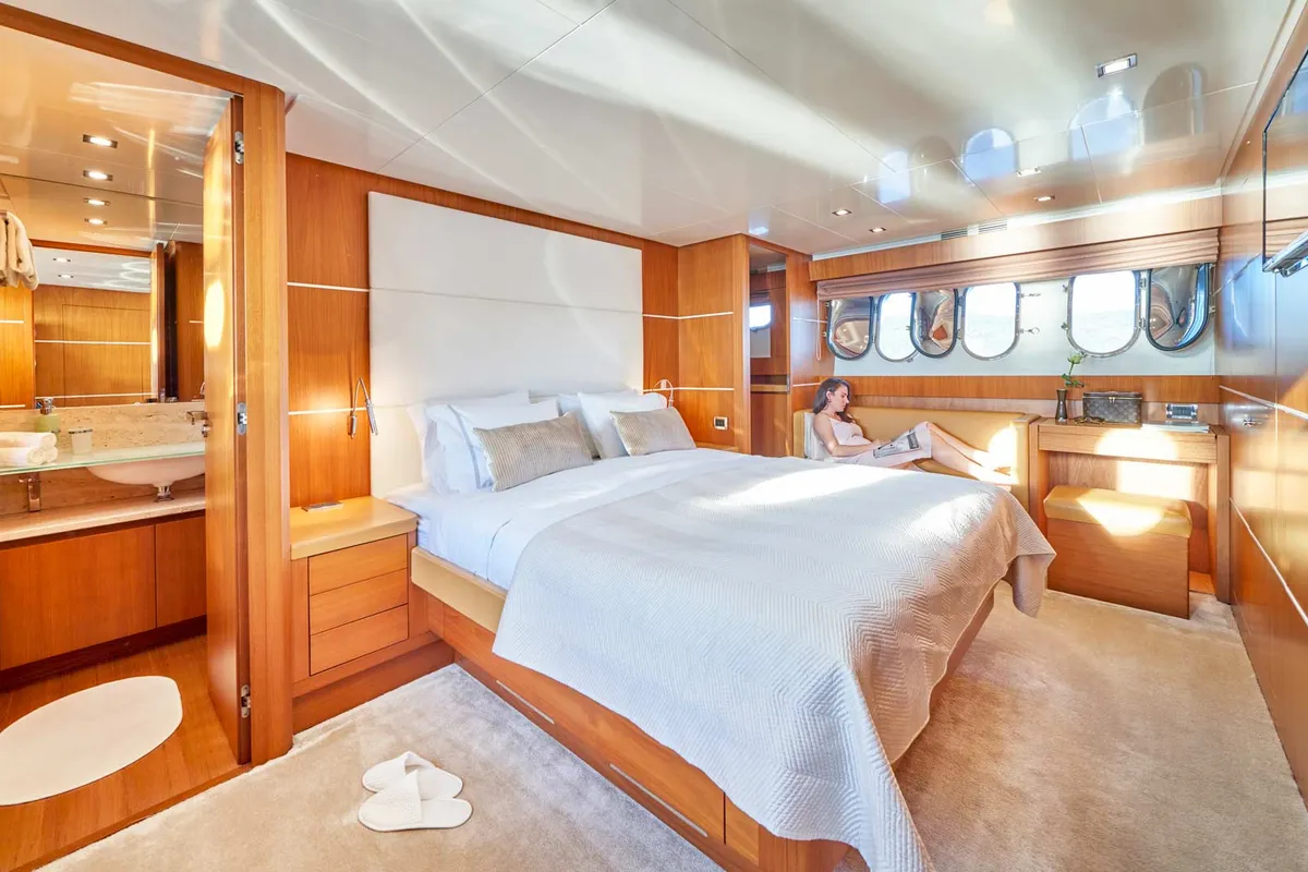 Cabin on Karisma, a Canados 86 motor yacht at Općina Baška Voda, Croatia
