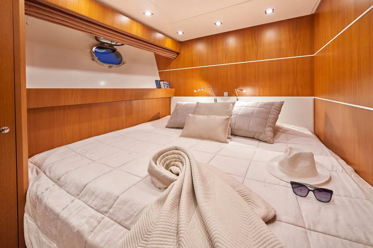 Cabin on Karisma, a Canados 86 motor yacht at Općina Baška Voda, Croatia