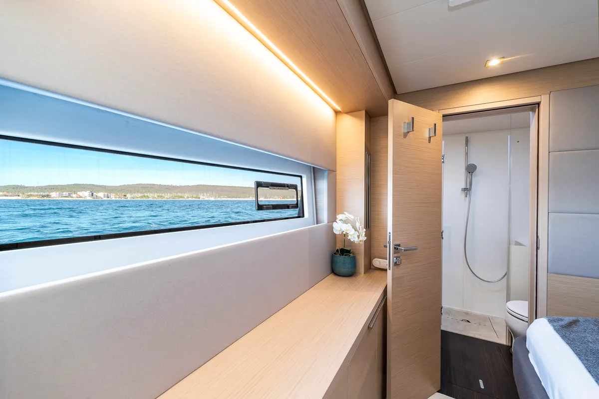 Cabin on Black Caviar, a Lagoon 55 catamaran at Split, Croatia