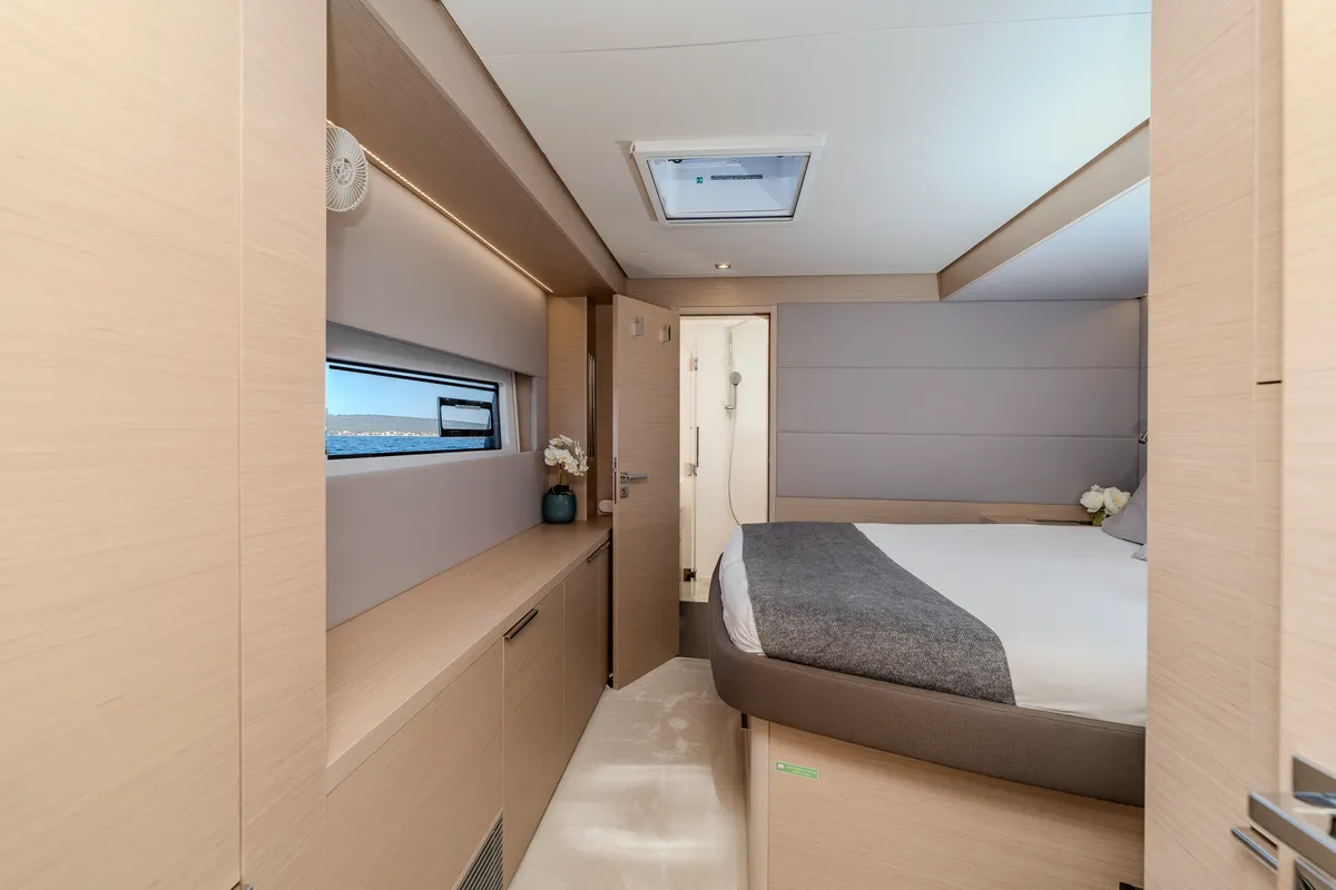 Cabin on Black Caviar, a Lagoon 55 catamaran at Split, Croatia