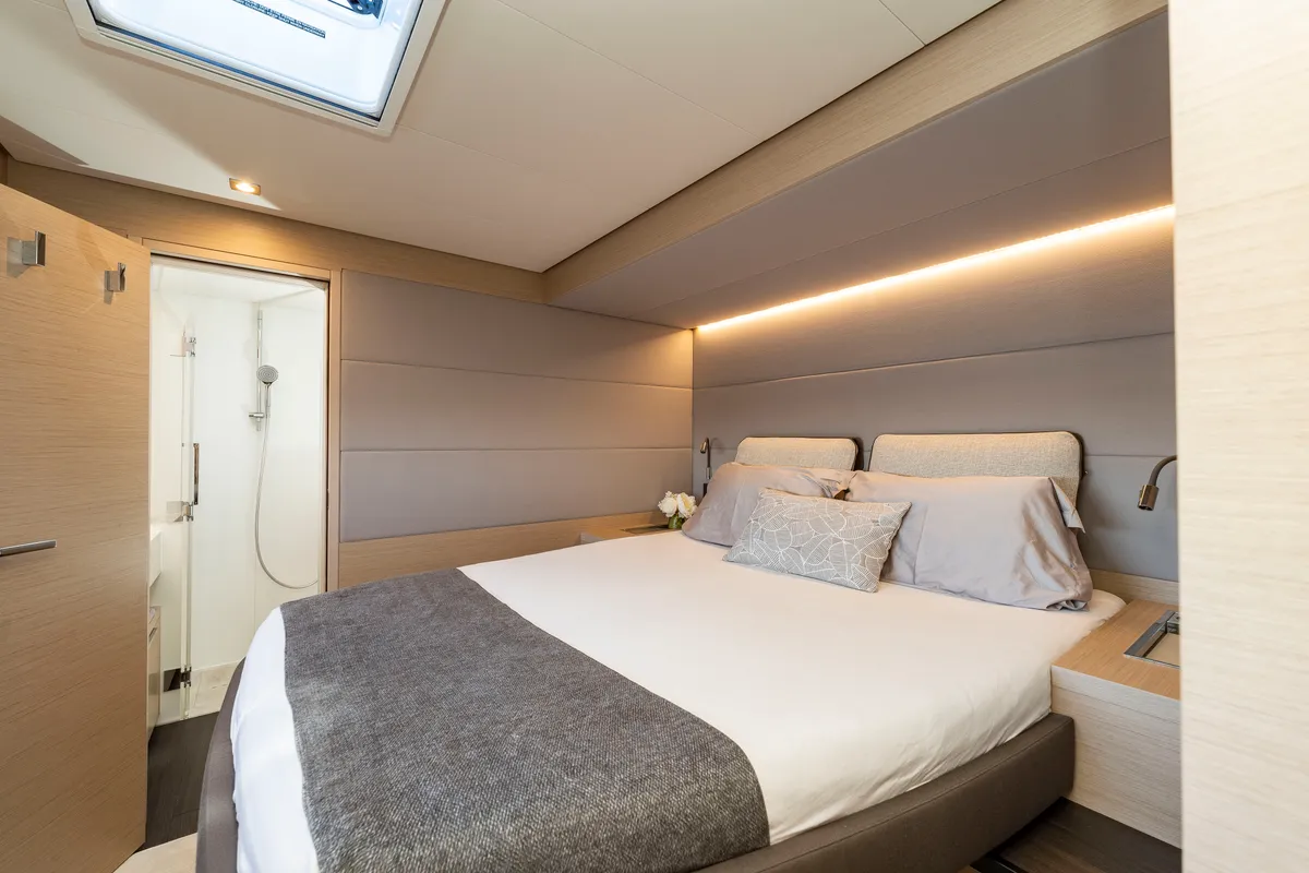 Cabin on Black Caviar, a Lagoon 55 catamaran at Split, Croatia