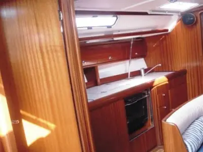 Galley of Noelle, a Bavaria 38 sailboat at Port of Avdira, Greece