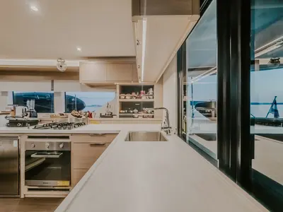 Galley of Triwing Ossus, a Lagoon 55 catamaran at Grad Kaštela, Croatia