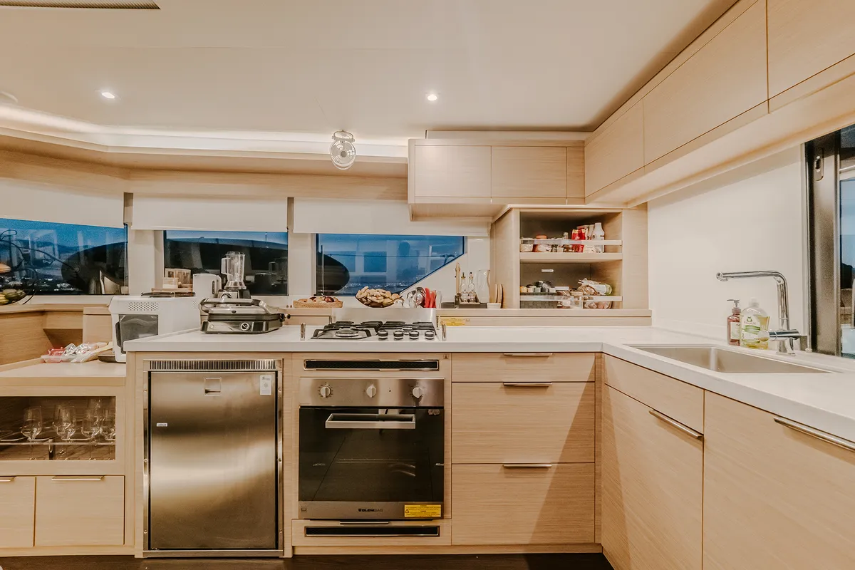 Galley of Triwing Ossus, a Lagoon 55 catamaran at Grad Kaštela, Croatia