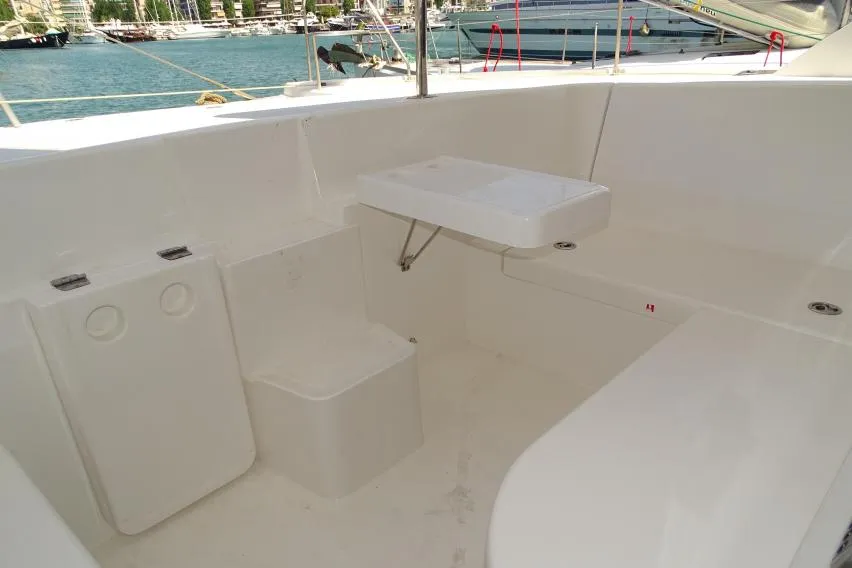Deck of La Luna, a Leopard 44 catamaran at Cienfuegos, Cuba