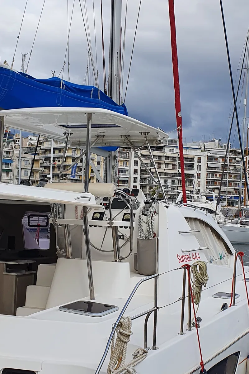 Exterior view of La Luna, a Leopard 44 catamaran at Cienfuegos, Cuba