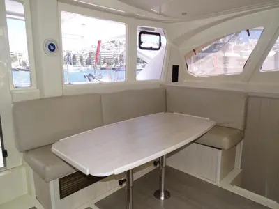 Salon of La Luna, a Leopard 44 catamaran at Cienfuegos, Cuba
