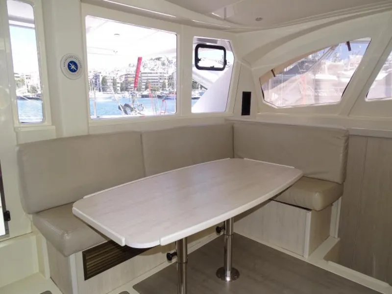 Salon of La Luna, a Leopard 44 catamaran at Cienfuegos, Cuba