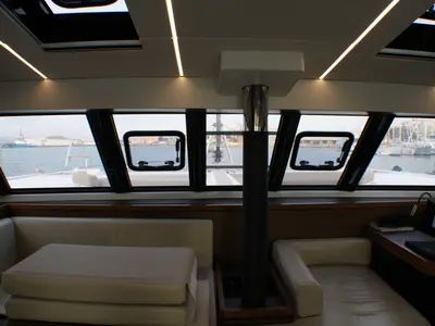 Salon of Sardinia II, a Nautitech 46 Fly catamaran at Figari, Italy