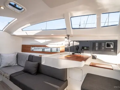 Cockpit of Kairos, a RM 1080 sailboat at La Rochelle, France