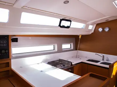 Galley of Monolith, a Jeanneau Sun Odyssey 440 sailboat at Municipal Unit of Ellomenos, Greece
