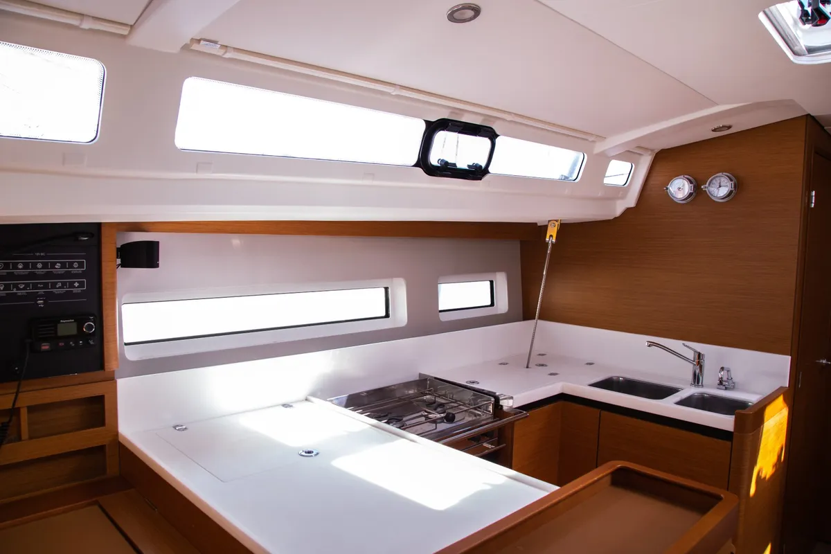 Galley of Monolith, a Jeanneau Sun Odyssey 440 sailboat at Municipal Unit of Ellomenos, Greece