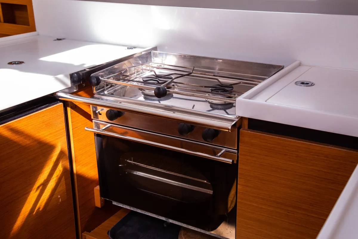 Galley of Monolith, a Jeanneau Sun Odyssey 440 sailboat at Municipal Unit of Ellomenos, Greece