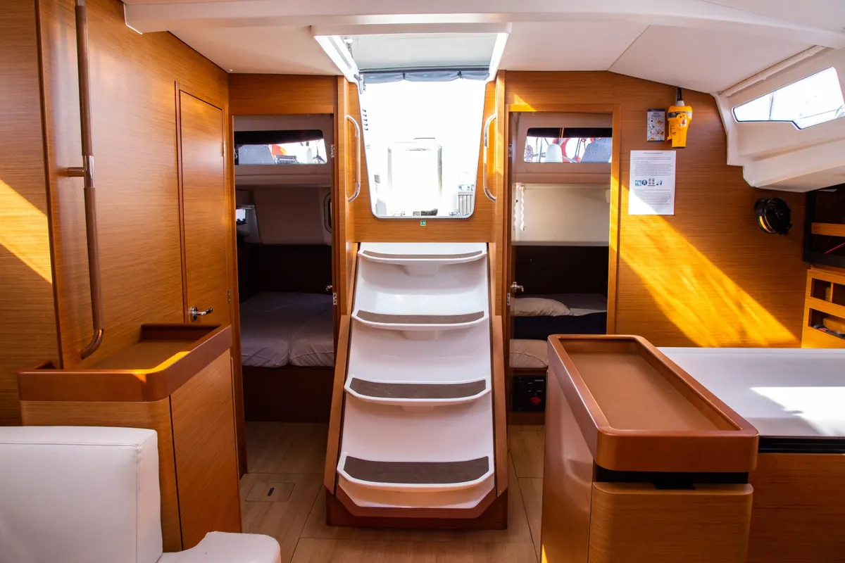 Salon of Monolith, a Jeanneau Sun Odyssey 440 sailboat at Municipal Unit of Ellomenos, Greece