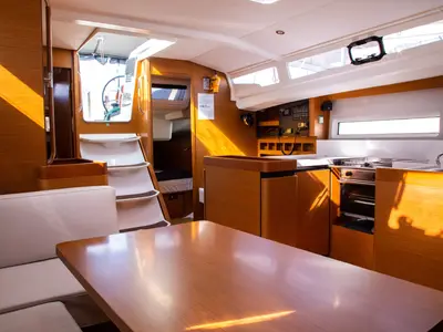 Salon of Monolith, a Jeanneau Sun Odyssey 440 sailboat at Municipal Unit of Ellomenos, Greece