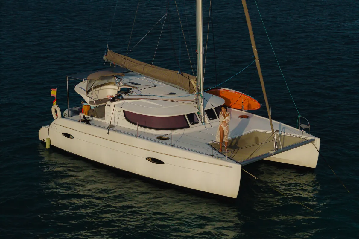 Exterior view of Atila, a Fountaine Pajot Lipari 41 catamaran at San Blas, Panama