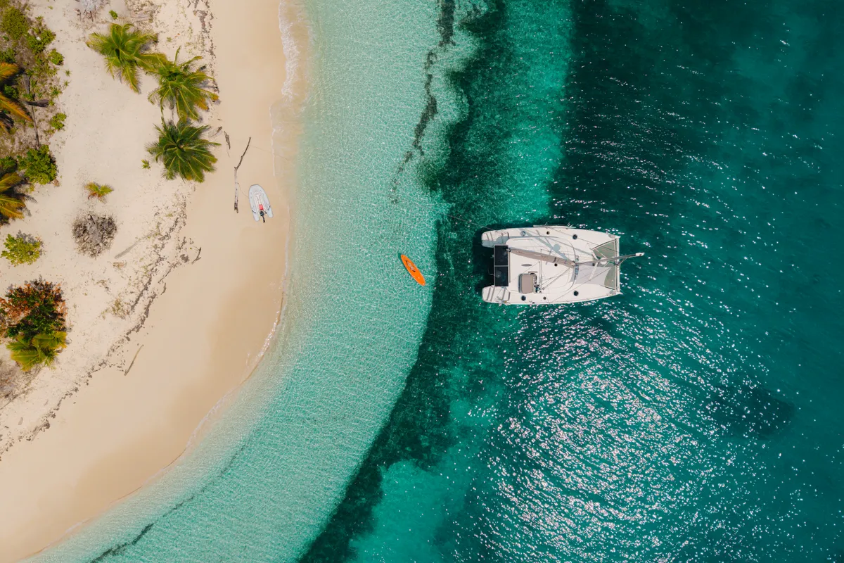 Exterior view of Atila, a Fountaine Pajot Lipari 41 catamaran at San Blas, Panama