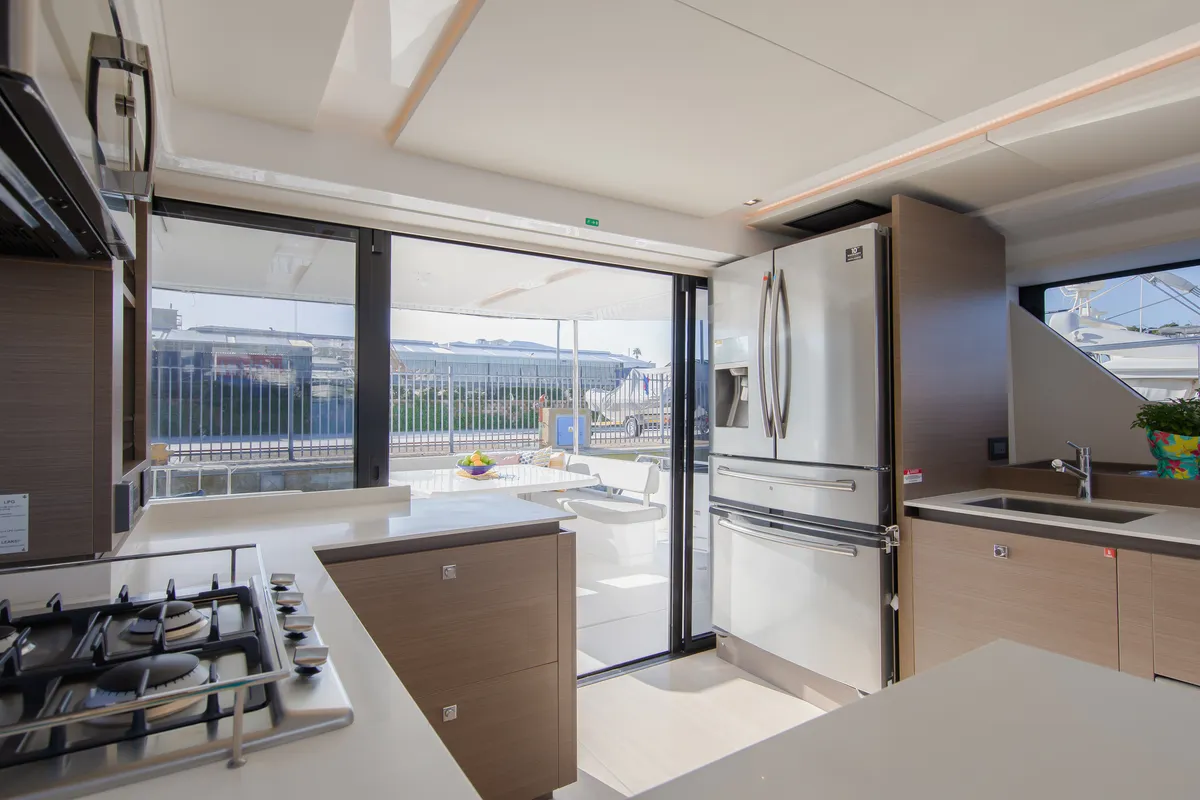 Galley of Leopard 53 PC Club, a Leopard 53 PC catamaran at Road Town, British Virgin Islands