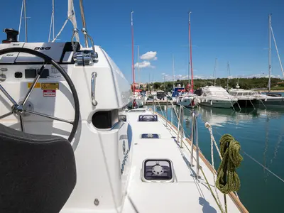 Deck of Yolo, a Lagoon 40 catamaran at Općina Medulin, Croatia