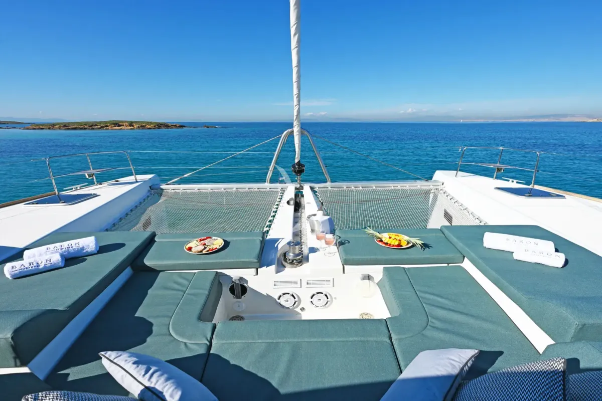 Deck of Baron, a Lagoon 52 catamaran at Athens, Greece